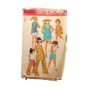 Simplicity 8225 Girls Sewing Pattern Size 8 Dress Top Skirt & Pants 1970s Vintag